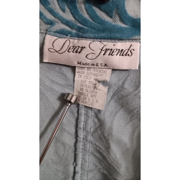 Dear Friends Large Blue Vintage Velour Boho Western Cottage Country Blazer Jacke - Picture 4 of 5